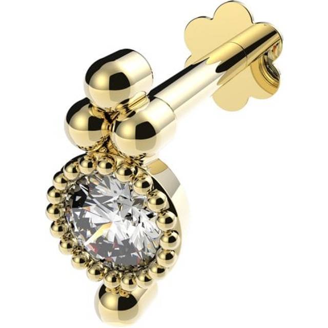 9ct Yellow Gold White Zirconia Cartilage Labret ES2045