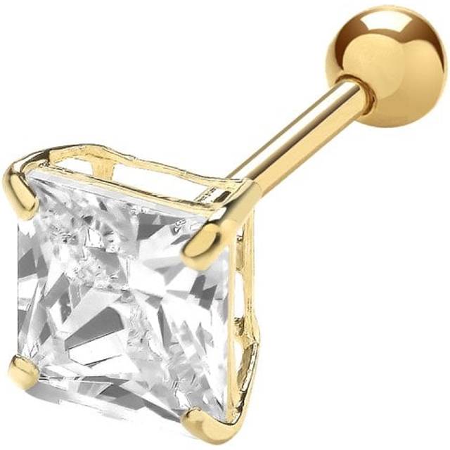 9ct Yellow Gold 5mm Sq Zirconia Cartilage Studs ES1993