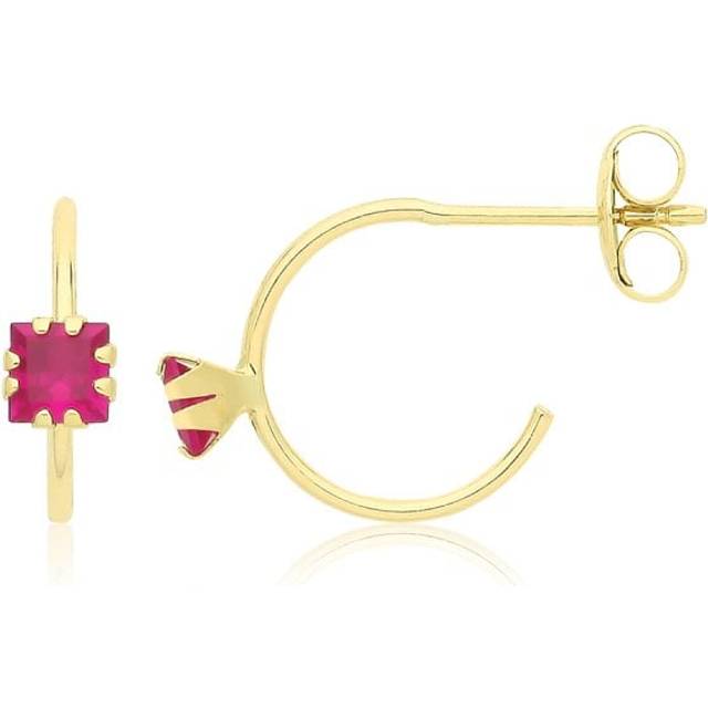 9ct Yellow Gold Coloured Single Zirconia Half Hoop Studs ES748R