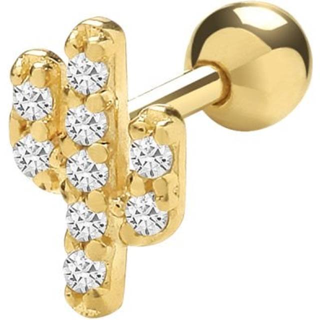 9ct Yellow Gold Zirconia Cactus Cartilage 6mm Post Studs ES1930