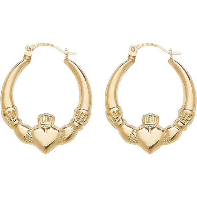 9ct Gold Claddagh Creole Earrings with Warranty - ER070