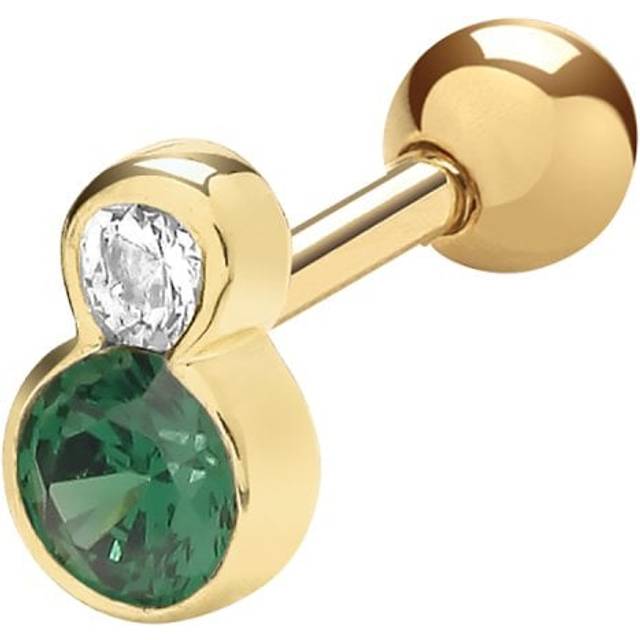 9ct Yellow Gold Green And White Zirconia Cartilage Stud ES1998