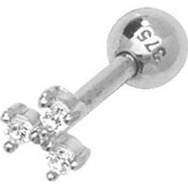 9ct White Gold Triple Zirconia Cartilage 6mm Stud ES911W