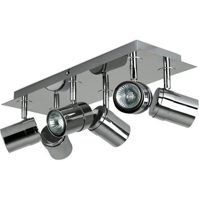 Minisun - Rosie Silver Ceiling Bar Spotlight and GU10 Spotlight led 5W Warm White 3000K Bulbs