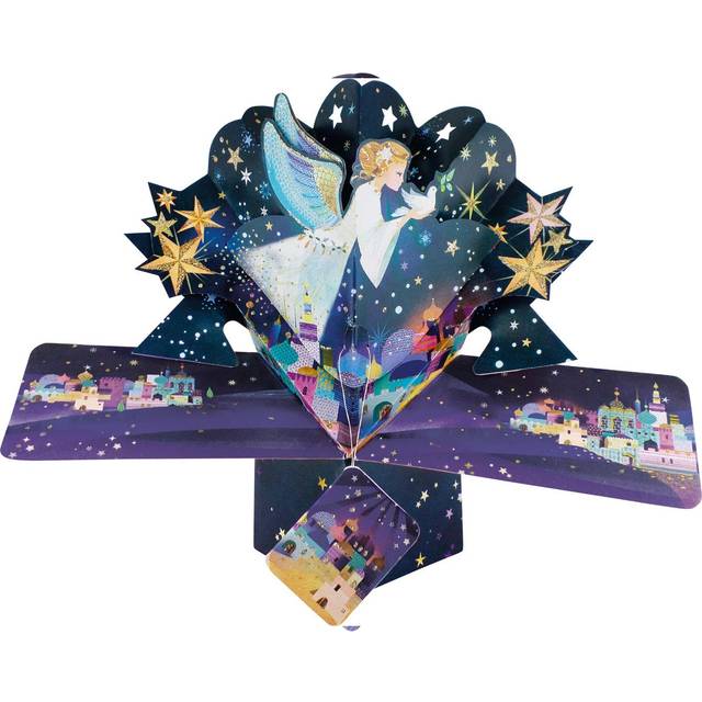 Angel & Bethlehem Pop-Up Christmas Greeting Card Second Nature 3D Pop Up Card