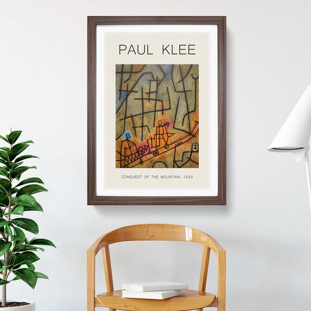 Conquest of the Mountain by Paul Klee - Picture Frame Art Prints - Walnut (36cm H x 27cm W x 2cm D)