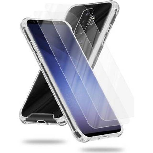 Cadorabo Case and 2x tempered protective glass for Samsung Galaxy S9 PLUS TPU silicone edge and acrylic glass back Hybrid HardCase Back Case