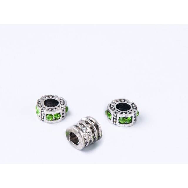 Trimits Spacer Beads Silver Green Crystal Mix