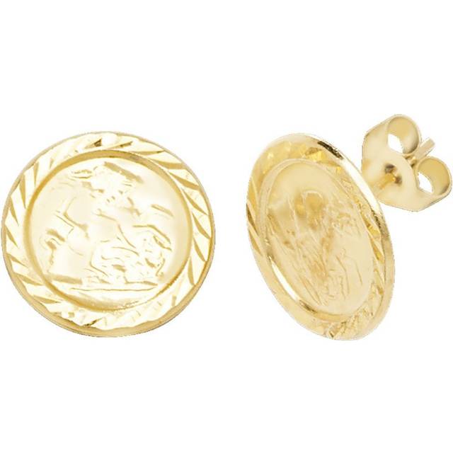 9ct Yellow Gold St Christopher Stud Earrings ES575