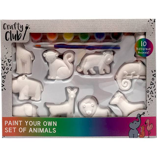 Crafty Club Paint Your Own Animal Plaster Figures Set 10 Pack - 21 x 30 x 3cm