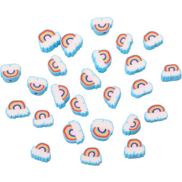 100pcs Blue Rainbow Polymer clay Spacer Beads for Women girls Jewelry