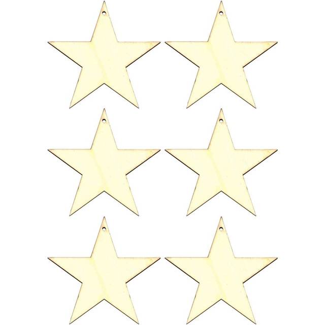 Pack Of 6 Wooden Stars 10cm X 3mm Paint & Decorate Your Own Christmas Craft