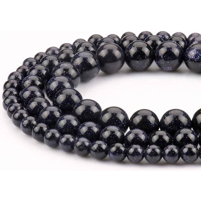 HAAMIIQII 35pcs 10mm Natural Blue Sandstone Beads Round Loose Gemstone