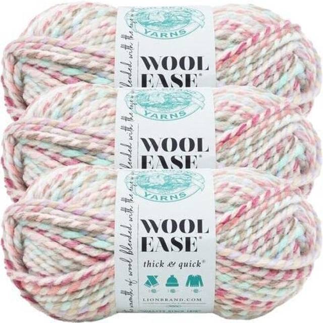 Lion Brand Yarn Wool-Ease Thick & Quick Yarn  Soft and Bulky Yarn for Knitting  Crocheting  and Crafting  3 Pack  Carousel