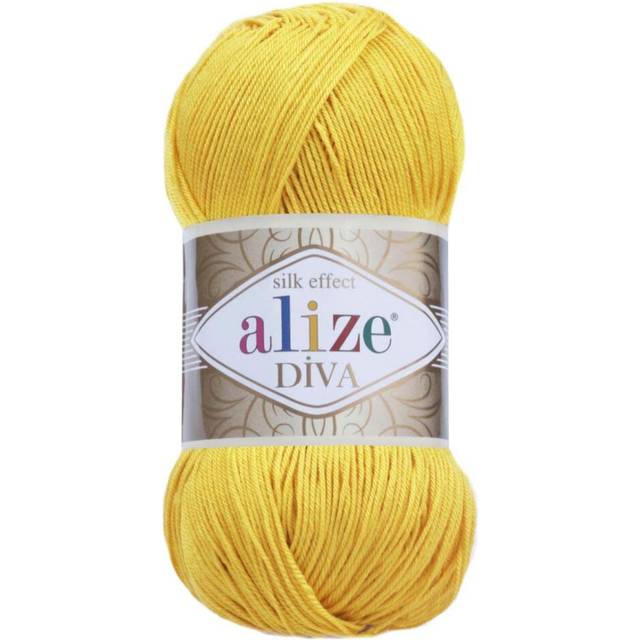 100% Microfiber Acrylic Alize Diva Silk Effect Knitting Sport Crochet Yarn Lot of 4 Ball skeins 400gr 1532yds Color (110 Yellow)