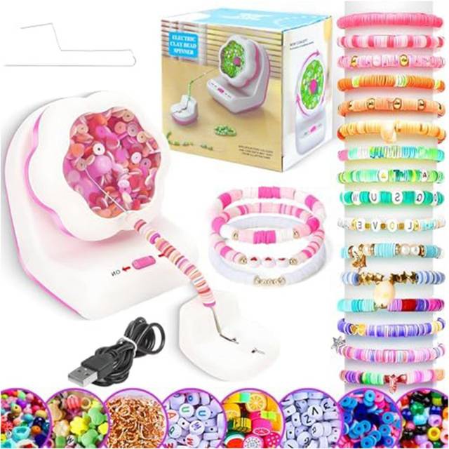 Electric Clay Bead Spinner, Automatic Bead Spinner for Jewelry Making with 2 Beading Needles for DIY Crafts
