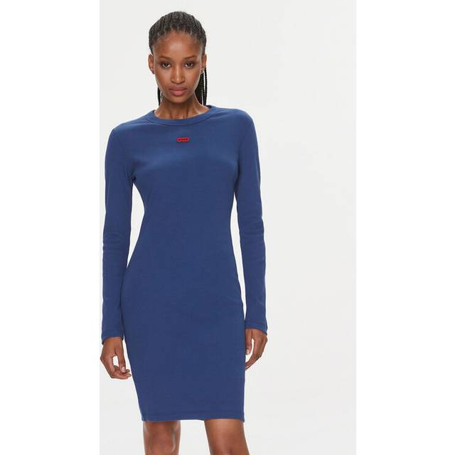 Hugo Boss Women's Nemalia Stretch-Cotton Dress - Blue - Size: 6