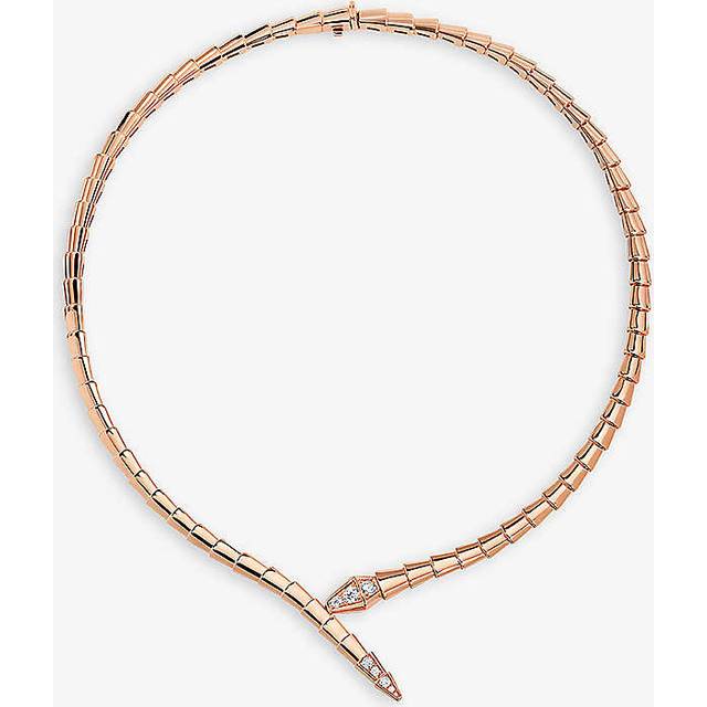 Bvlgari Womens Rose Gold Serpenti Viper 18ct Rose-gold and 0.41ct Brilliant-cut Diamond Necklace M - ROSE GOLD