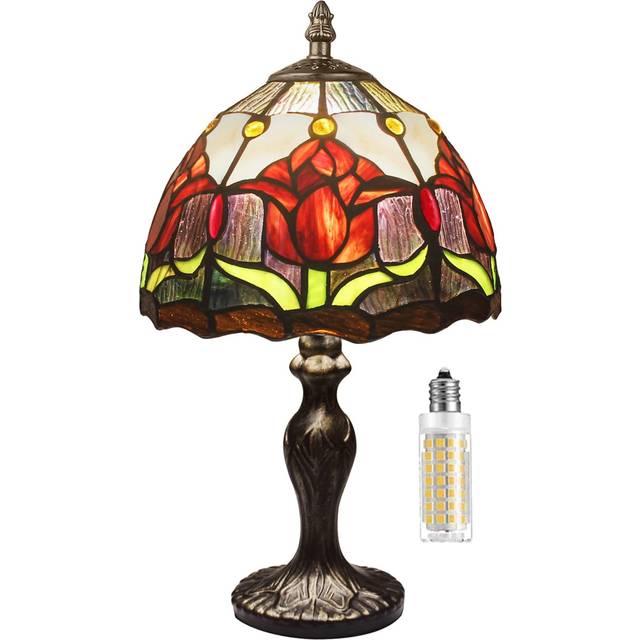 MIAOKE Stained Table Lamp Stained Glass Table Light, Handmade Desk Bedside Table Night Lamp, Antique Art Craft Gifts Lover Kid Living Room Bedroom