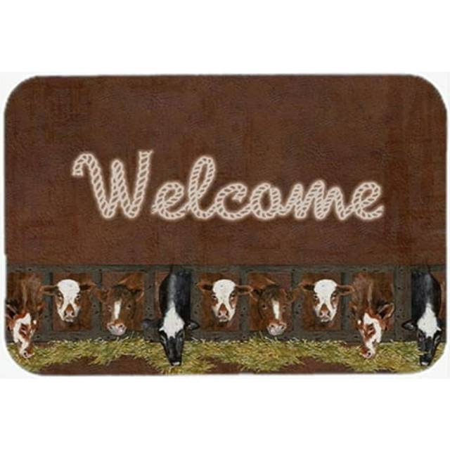 Carolines Treasures  Welcome Mat With Cows Glass Cutting Board - Large