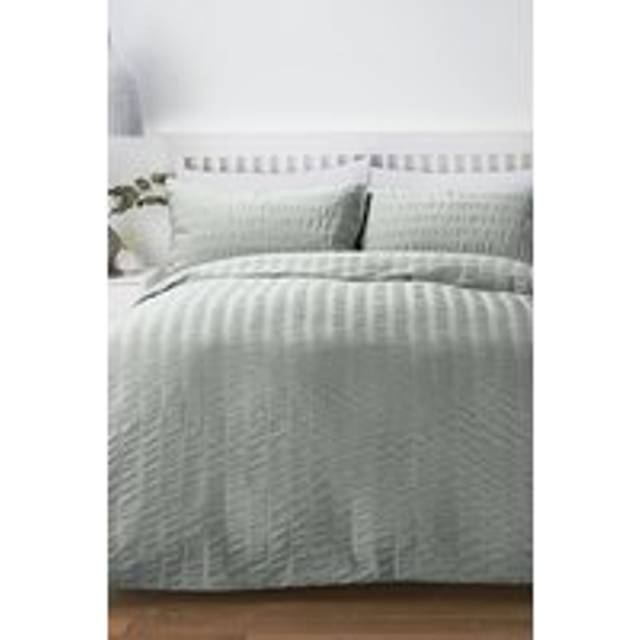 Serene Honley Seersucker Duvet Cover Bedding Set Duckegg - Duck Egg