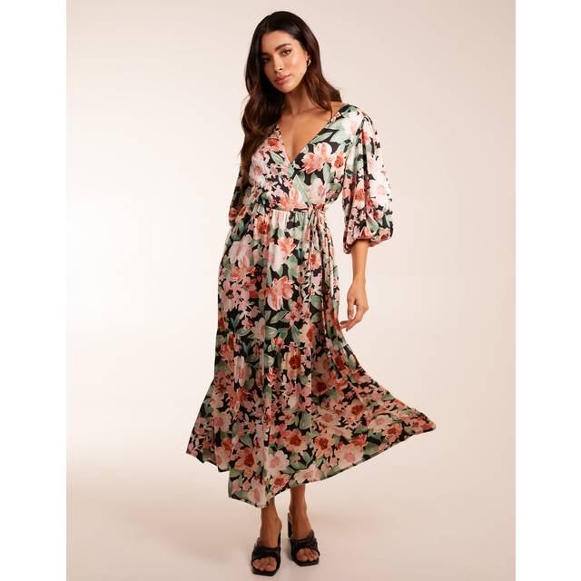 Womens Oversized Wrap Smock Dress - Pink - 8