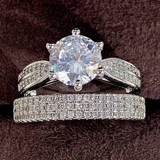 SHEIN 2pcs Luxury Silver Alloy Ring With Inlay, Suitable For Women&#39;s Daily Wear