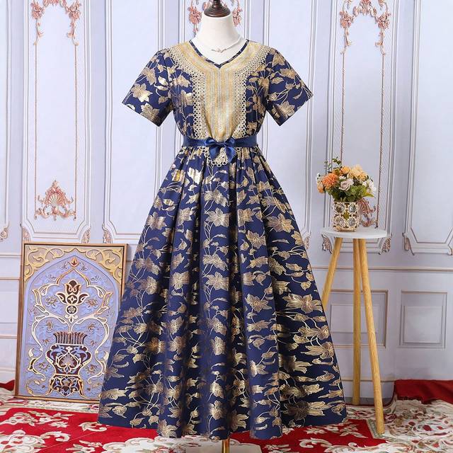 SHEIN Teen Girl&#39;s Dress With Hot Stamped Flower Print And Woven Tape Patchwork