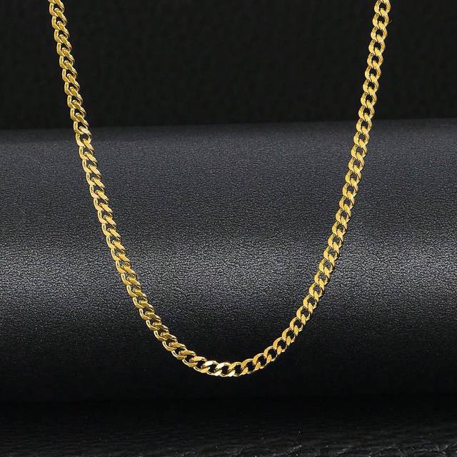 1 st. Kvinnor Herr Minimalist Kedja Halsband För daglig dekoration - Gult guld (En-Storlek)