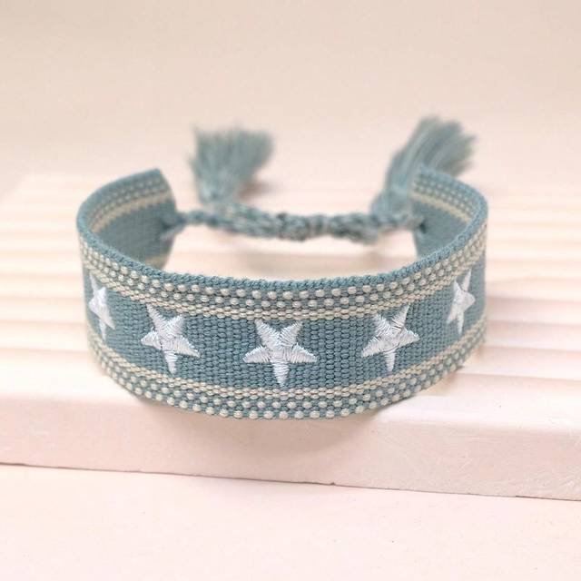 SHEIN 1pc Embroidery Five Pointed Star Handmade Braided Bracelet
