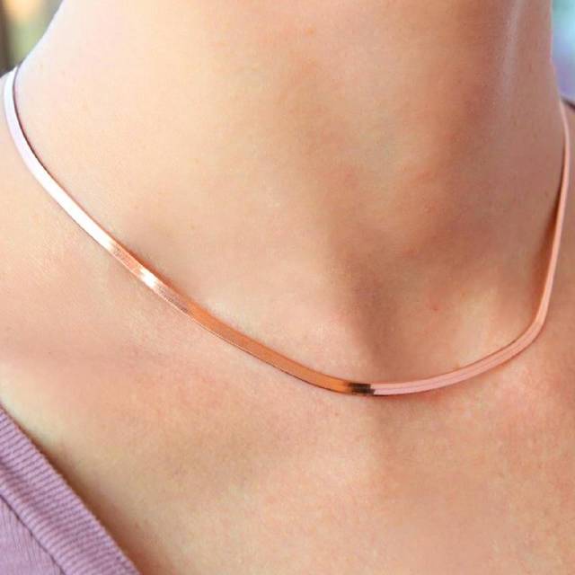 Nooxian 1pc Stainless Steel Jewelry Rose Gold Wire Necklace