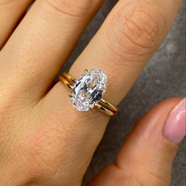 Esberry 1PC 5CT Sparkle Oval Engagement Ring Wedding Band For Women S925/925 Sterling Silver Promise Ring Eternity Ring Fine Jewelry Gift