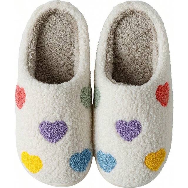 SHEIN Women&#39;s Cute Heart Shaped Slippers, Multi-Color Indoor Slippers For Autumn/Winter