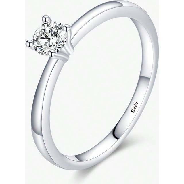 MODIAN 925 Sterling Silver Round Ten Hearts Clear CZ Simple Wedding Ring For Women Statement Engagement Jewelry Bridal Jewelry Valentines