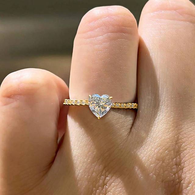 Esberry 1PC High Sparkle Heart Engagement Ring Wedding Band For Women S925 Sterling Silver Promise Ring Eternity Ring Fine Jewelry Gift Bridal Jewelry