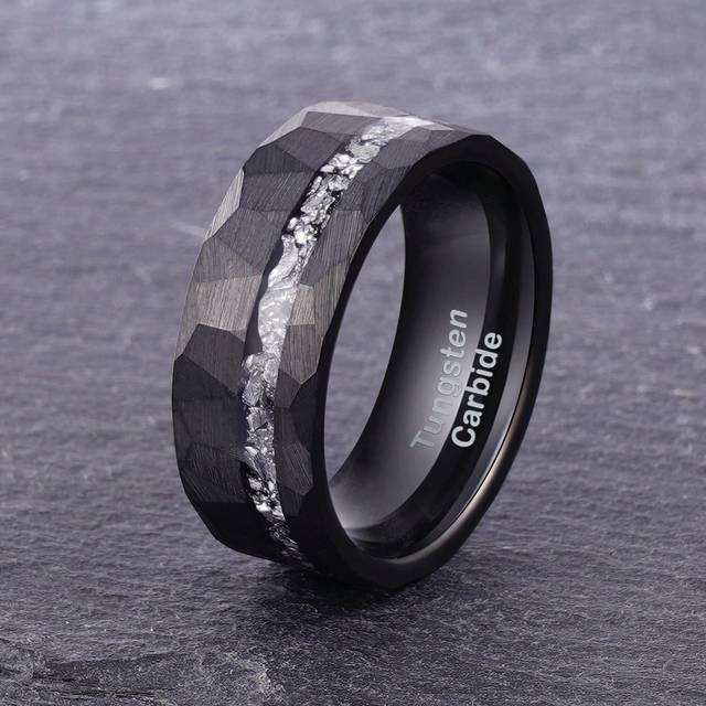 1 st. Herr Svart Volframkarbid Ring , Intarsia Meteorit Ring Bröllopsband För Dagligt slitage , Presenter För fest Semester Födelsedag Årsdag (7,9,11,13,15,6,8,10,12,14,15 (ring size),6.5,7.5,8.5,9.5,10.5,11.5,12.5,13.5,14.5)