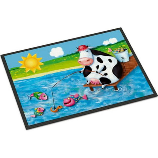"""""Caroline's Treasures Cow Fishing off of a Pier Indoor or Outdoor Mat 24x36 APH0085JMAT  24"""""""" x 36""""""""  Multicolor"""""