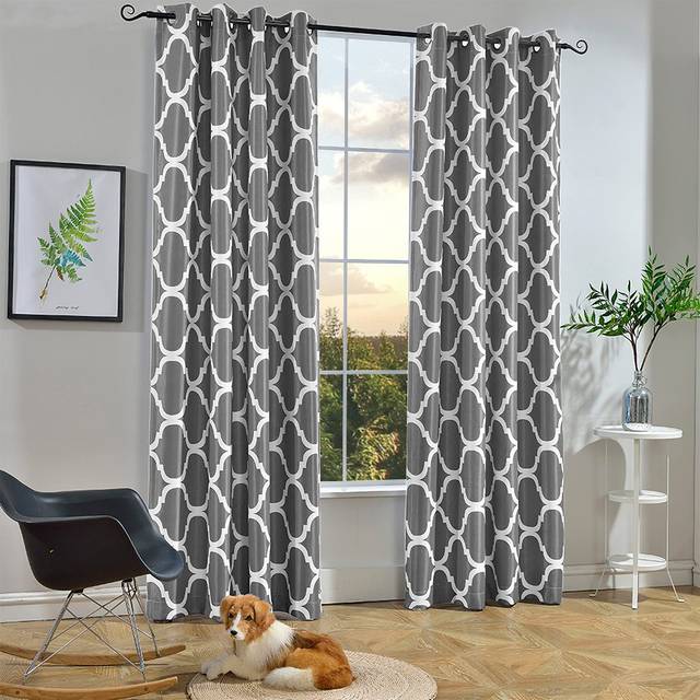 Melodieux Moroccan Fashion Room Darkening Blackout Grommet Top Curtains  52 by 63 Inch  Grey (1 Panel)