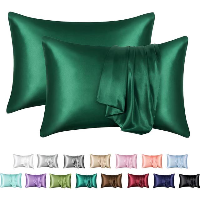 MR&HM Satin Pillowcase for Hair and Skin  Silk Satin Pillowcase 2 Pack  Queen Size Pillow Cases Set of 2  Silky Pillow Cover with Envelope Closure (20
