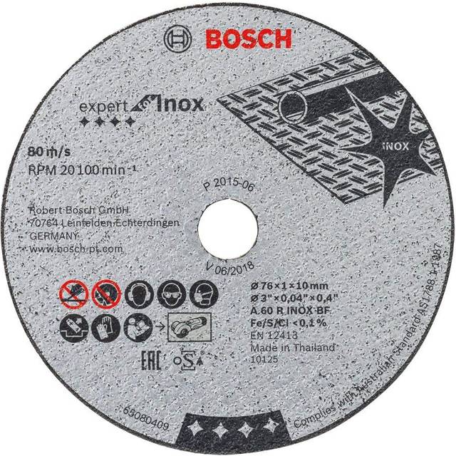 Bosch Professional 2608601520, 5 Expert for Inox Cutting Discs (for Stainless Steel, 76 x 10 x 1 mm, Accessories for Angle Grinders), Gray