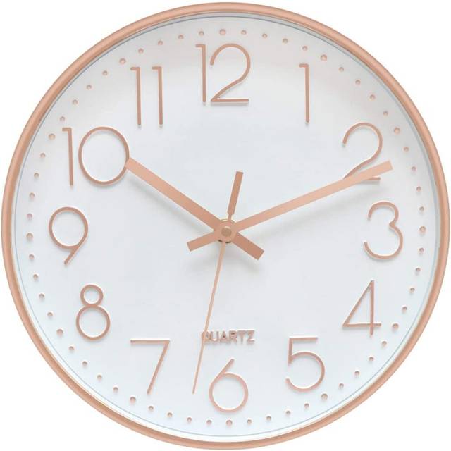 Foxtop Wall Clock, Silent Modern Large Numeral Non-Ticking Round Decorative Clock for Living Room Bedroom Kitchen Office School Home Decor (12 inch, W
