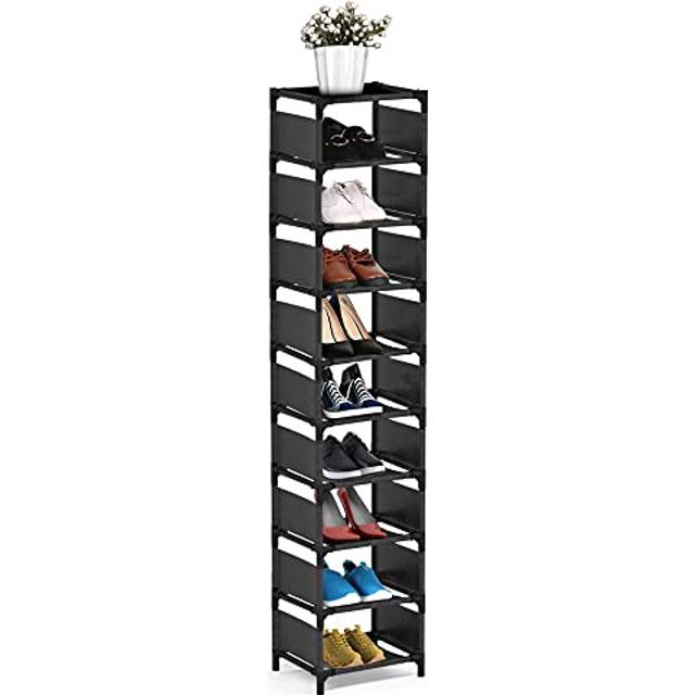 Narrow Shoe Rack 10 Tier Vertical Shoe Rack for Closet Entryway Tall Slim Shoe Rack for Small Spaces Shinky Shoe Organizer Space Saving Corner Shoe