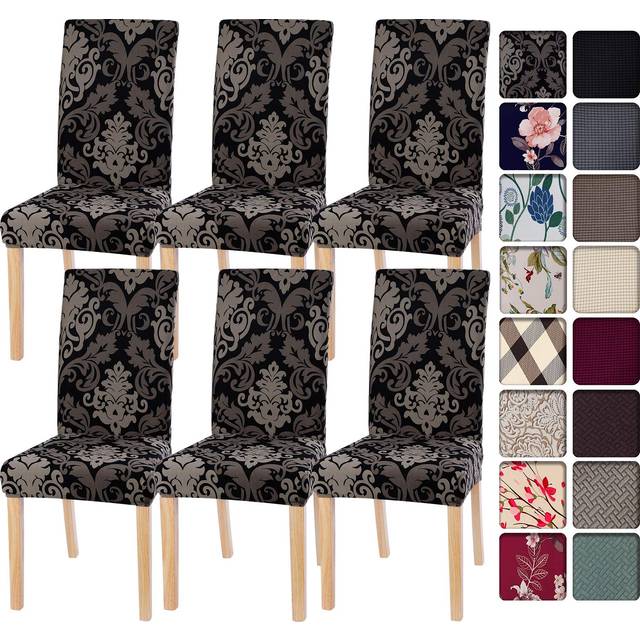 SearchI Dining Room Chair Covers Slipcovers Set of 6  Spandex Super Fit Stretch Removable Washable Kitchen Parsons Chair Covers Protector for Dining R