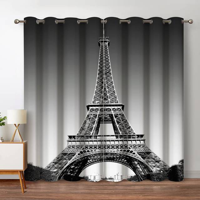 Jekeno Paris Eiffel Tower Blackout Curtains Paris Landmark Picture of
