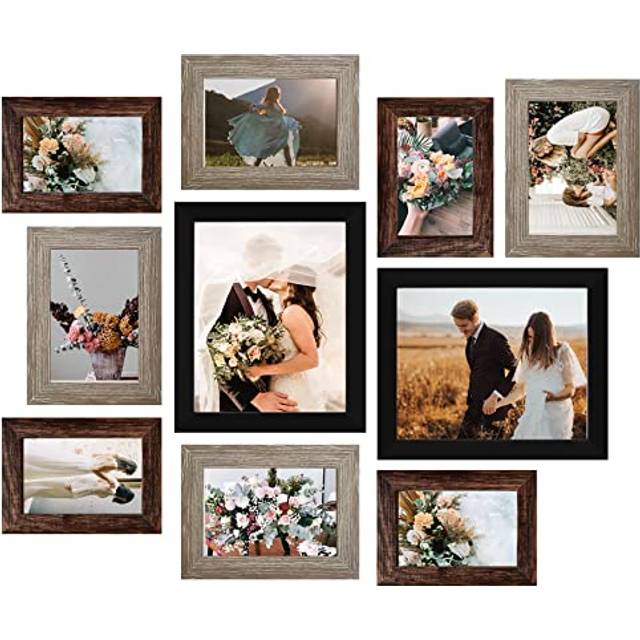 LUCKYLIFE Picture Frame Set 10-Pack  Gallery Wall Frame Collage with 8x10 5x7 4x6 Frames in 3 Different Finishes