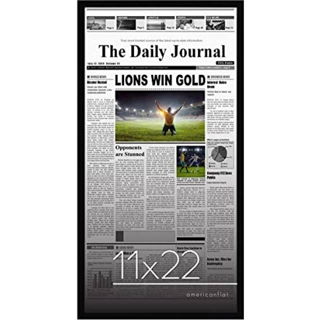 Americanflat 11x22 Newspaper Frame In Black - Assorted Media Article Cover Frame - Hanging Hardware Included - 22x11 Front Page Newspaper Picture Fram