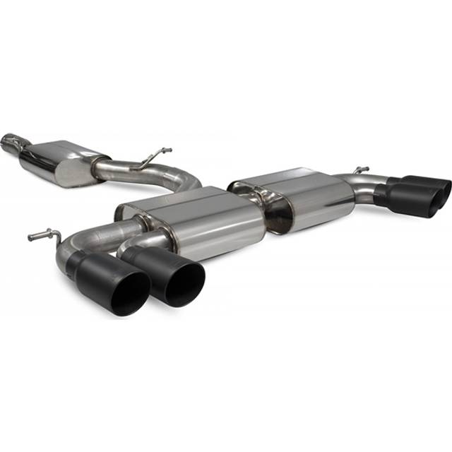 &#34;Scorpion Resonated 3.15&#34; Cat Back Exhaust System - Non-Valved&#34; - 4x 100mm Round Daytona Ceramic Black Tailpipes