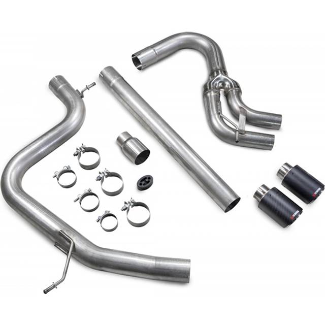 &#34;Scorpion Non-Resonated 3&#34; Cat Back Exhaust System&#34; - 2x 90mm Round Ascari Carbon Fibre Tailpipes