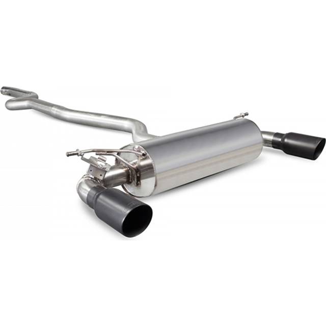 &#34;Scorpion Non-Resonated 3.15&#34; Cat Back Exhaust System - Valved&#34; - 2x 90mm Round Daytona Ceramic Black Tailpipes