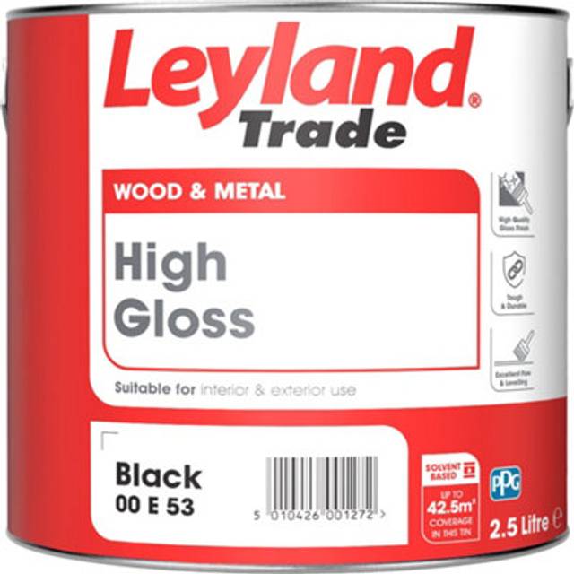 Leyland Trade Black Gloss Metal & Wood Paint, 2.5L - One Size